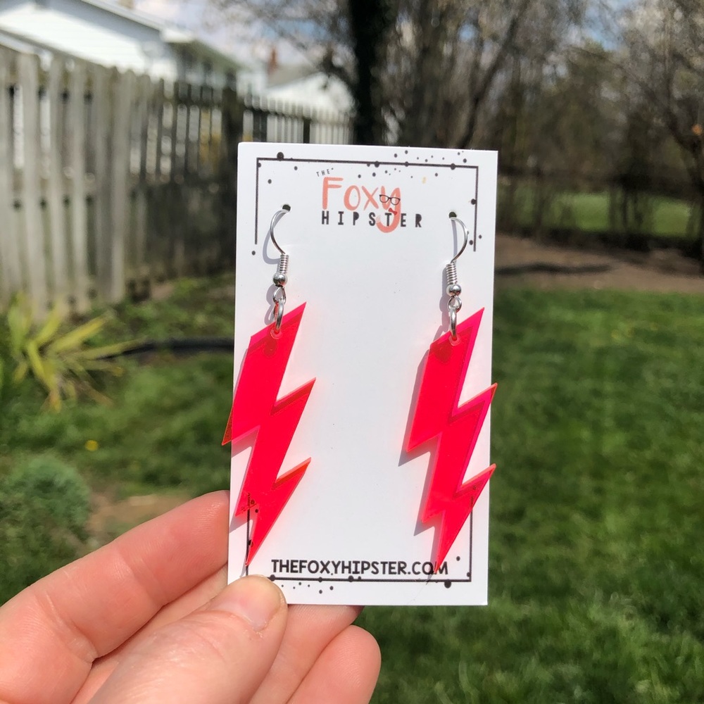 Lightning Bolt Dangle Acrylic Earrings